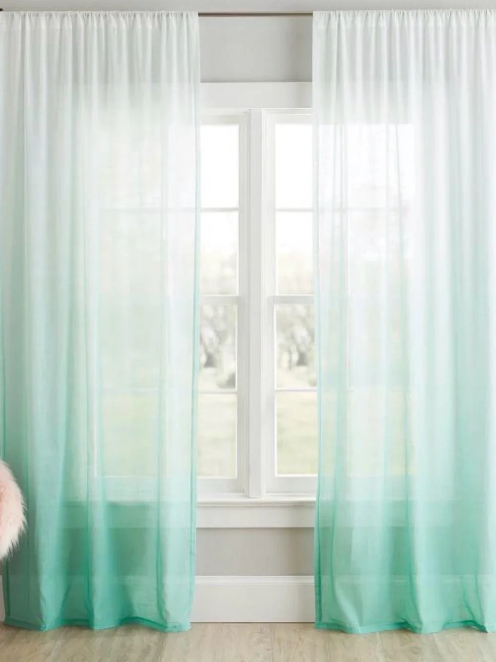 Pottery Barn Teen Ombre qty:3 Sheer Curtain Panel, 44x 96